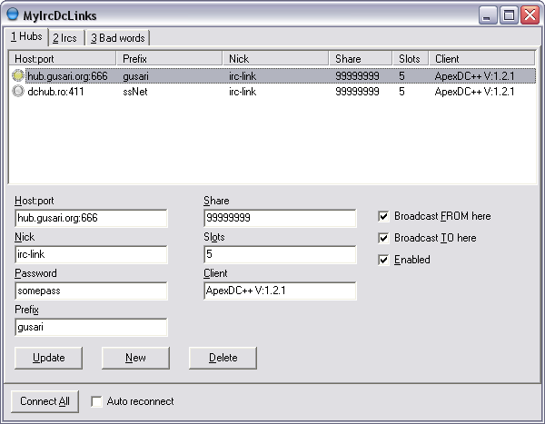 MyIrcDcLinks screenshot